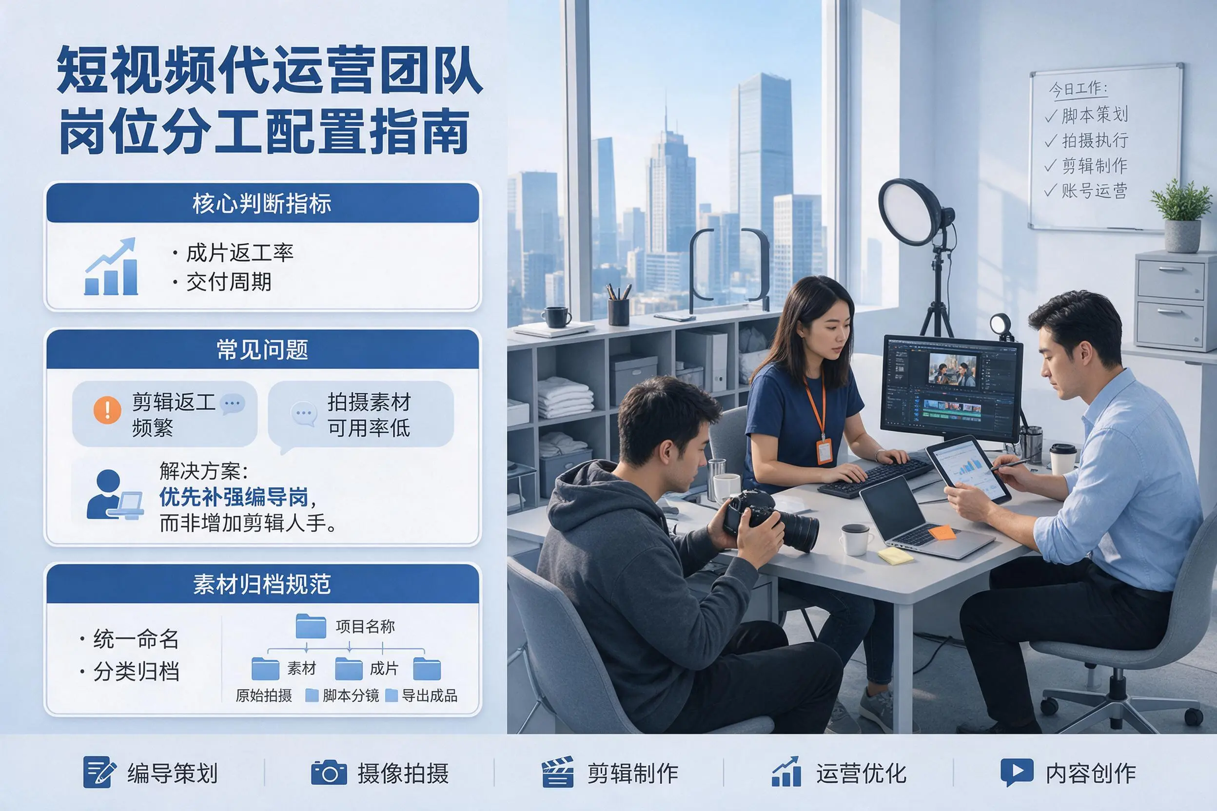 短视频代运营团队如何配置?漳州企业岗位分工科普说明