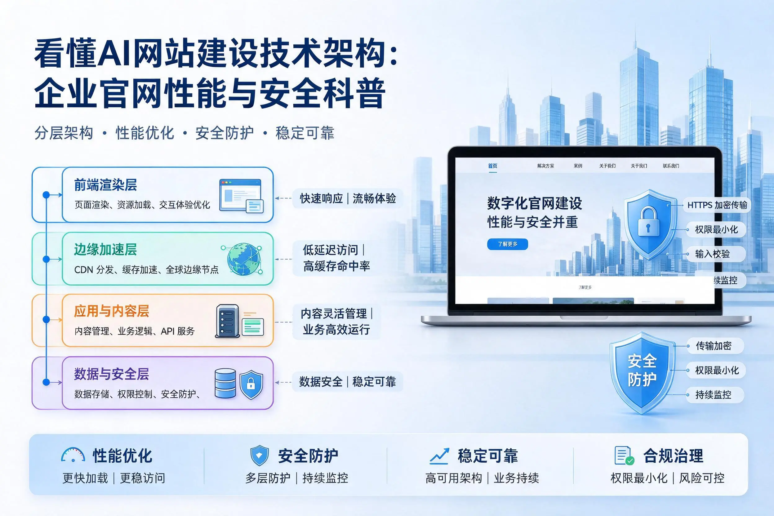看懂AI网站建设技术架构:漳州企业官网性能与安全科普