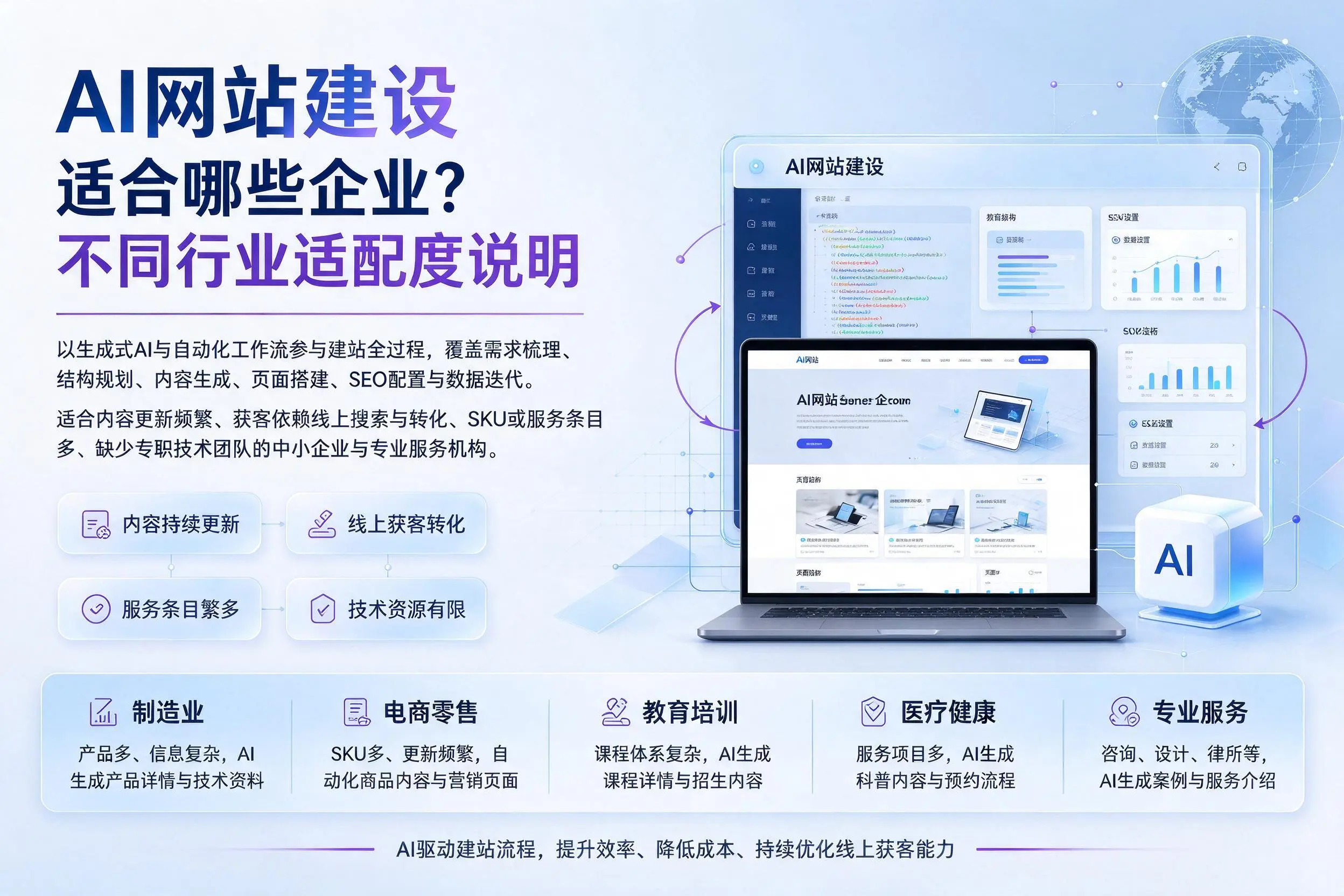 AI网站建设适合哪些企业？漳州不同行业适配度说明